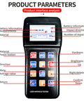 Front view of 7 In 1 Portable Metal Leeb Hardness Tester With D Sensor And Standard Block Durometer showing control buttons and screen display