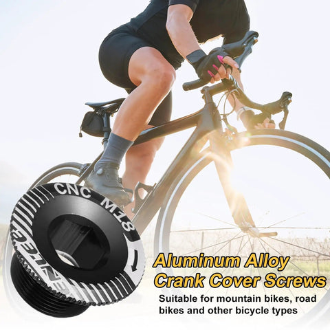 Two Pack M18 Aluminum Alloy Crank Cover Screws For Mountain Bike Crankset Bolts Black Durable Rustproof 7075 Aluminum Crank Fixing Bolts