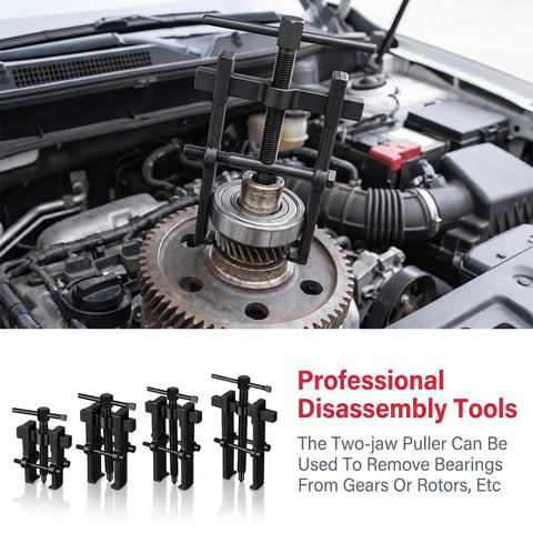 Heavy Duty Bearing Puller Tool Kit 2 Jaw Adjustable Gear Remover For Auto Motorcycle Chrome Vanadium Steel Ensures Durability On Flywheels And Engines, 2-jaw puller on gear