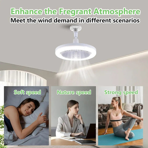 LED Light Socket Ceiling Fan With Remote For Kitchen Bathroom Or Garage Quiet White All In One Lighted Ceiling Fan in use