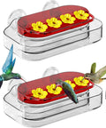 Two Pack Window Hummingbird Feeder with Four Feeding Ports, Ultra Strong Suction Cups, 10 Oz Capacity, Weather Resistant Plastic