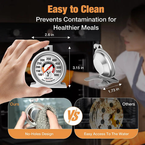 Two Pack Oven Thermometer With 100 To 600 Fahrenheit Range No Holes No Discoloration Easy Clean No Fuss 2.5 Inch Dial