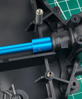 Aluminum Center Drive Shaft With Diff Joint Cups Upgrade Kit For Tamiya TT01 TT01D One Tenth Scale RC Car in blue installed