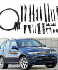 Panoramic Sunroof Repair Kit For BMW X5 E70 F15 And X3 E83 E53 ABS Black Replacement Cable and components displayed with BMW.