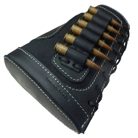 Rugged Leather Canvas Buttstock With Shell Holder Sling For 12 Gauge Shotgun And Rifle Calibers Including.22LR,.22 Mag