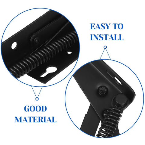 Spring Loaded Cabinet Door Hinges Pair For Folding Beds And Sofas Beefy Steel Construction Black Finish