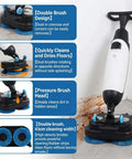 Lightweight Pro Grade Commercial Floor Scrubber With 360 Degree Rotating Head And Dual Brush System 240 RPM Coverage