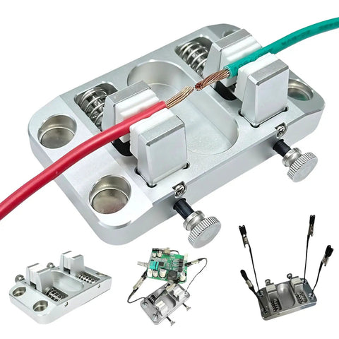 Khbyt Heavy Duty Aluminum Welding Clamp With 4 Strong Magnets And Temp Resistant Jaw for secure wire holding during soldering tasks.