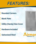 No Nonsense Utility Electrical Junction Box And Blank Cover Combo Gritty Galvanized Steel Drawn Body with blank plate feature.