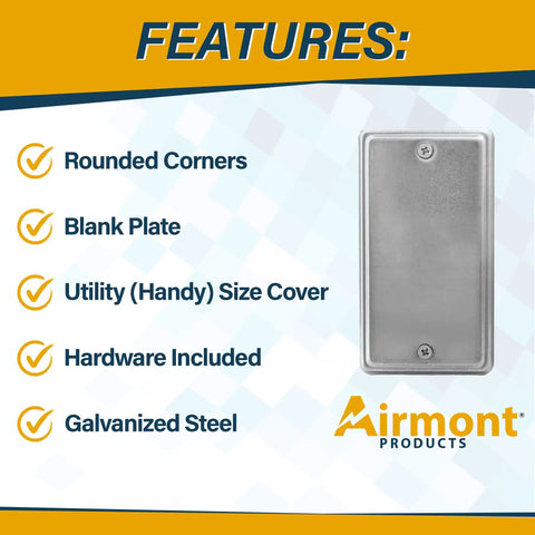 No Nonsense Utility Electrical Junction Box And Blank Cover Combo Gritty Galvanized Steel Drawn Body with blank plate feature.