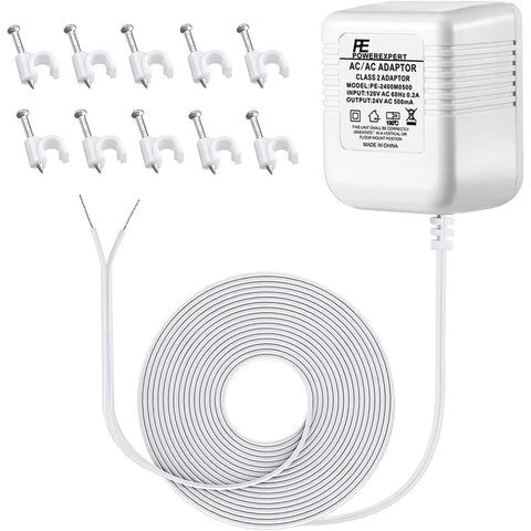 24V Doorbell Transformer With 16.4 Ft C Wire Power Supply For Smart Doorbells That Play Nice With Nest Hello Wyze Eufy SkyBell Arlo And More Converts 110 To 120 V To 24 V 500mA Eliminates Low Battery Hassles