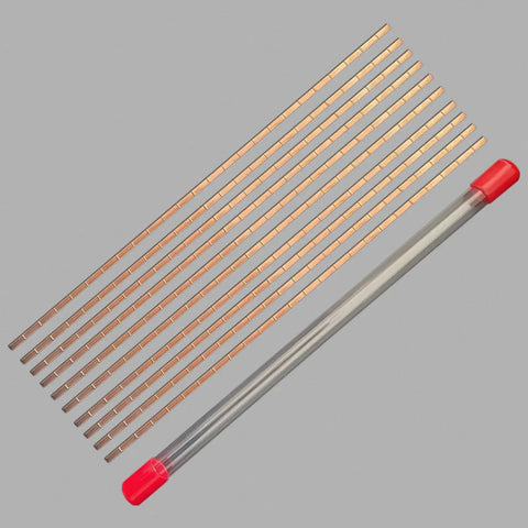 Top Shelf Phosphor Copper Brazing Rods For HVAC Ac And Cooling Systems No Sweat Flux Free Low Temp Soldering Sticks in a clear tube.