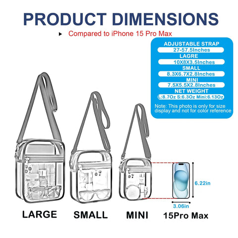 Clear Stadium Purse For Men And Women See Through Crossbody Bag That Meets Arena Policies Hands Free Design Transparent Messenger