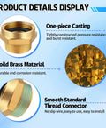 Brass Fire Hose Adapter One And A Half Inch NST NH Female To One And A Half Inch NPT Male Hex Nipple Connector display image