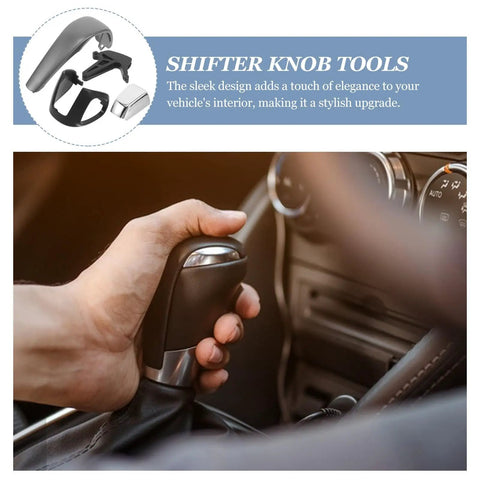 Get Your Ride Looking Awesome With This 6pcs Hoement Car Shifter Knob Repair Kit Featuring Durable Abs Replacement Parts For Automatic Gear Shifts And Easy Installation, black shifter knob in hand