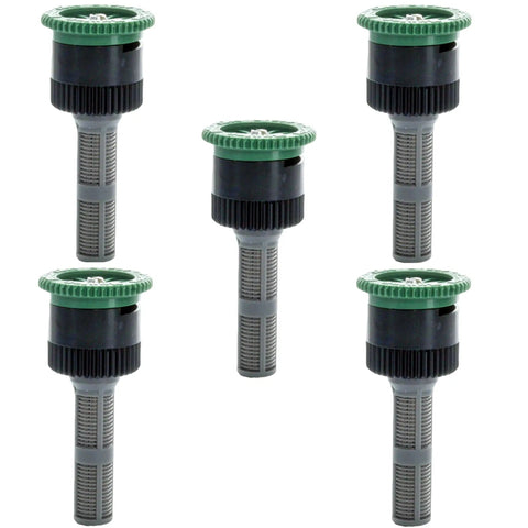 Pro Grade Adjustable Spray Nozzle 12A for Sprinklers 0 to 360 Degree Throw 12 Foot Reach Female Thread 5 Pack with Screen Filters