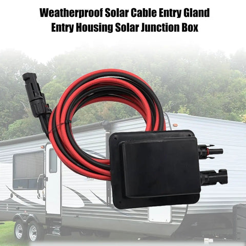 Weatherproof Solar Cable Entry Gland and Junction Box For RVs Boats And Vehicles Through Roof Pass Through With 10 Ft 10 AWG Solar Extension Cable And Easy Glue Or Screw Install No Fuss