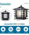 Dope Solar Column Lights IP65 Waterproof Outdoor Post Lamp With Remote Control, aluminum body, dimensions labeled