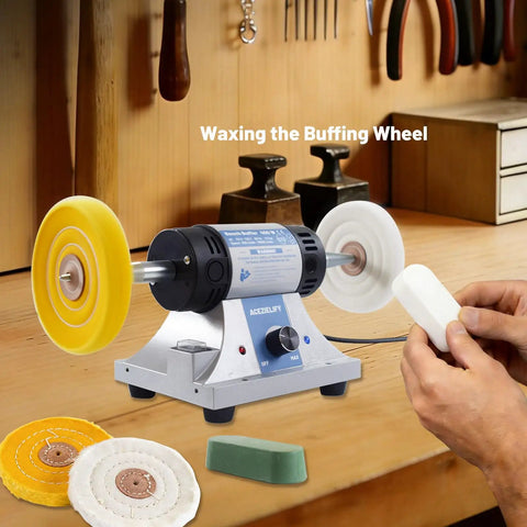 450W Jewelry Polisher With Variable Speed Bench Polishing Machine, desktop buffer with cotton and fiber buffing wheels