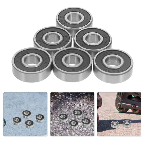 Sick 8 Piece 608RS Black Roller Skate Bearings With Pro Grade Carbon Steel Design For Loud Spins And Low Friction Glide Runs Smooth On Indoor Quads Or Longboards At Night No Grind Resistance Or Squeaky Wheels Ruining Your Ride Quality, 608RS bearings set