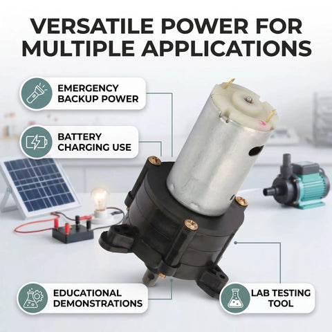 Close-up of Grab And Go Portable Hand Crank Generator For Emergency Power 5V To 24V 20W Dynamo with lab props
