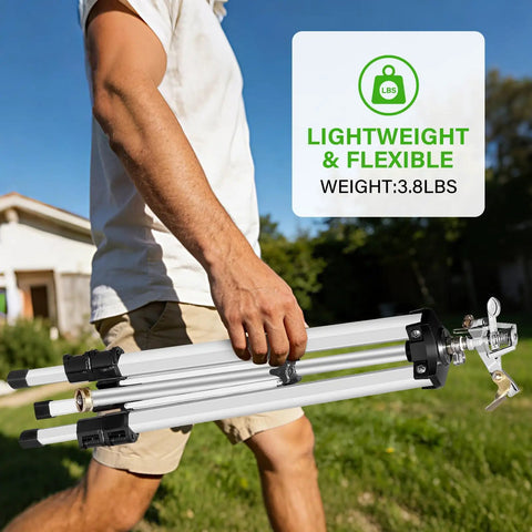 Person carrying Heavy Duty Tripod Sprinkler With Brass Nozzle For Yard Coverage, Extra Tall 36 Inch Legs, showing lightweight feature.