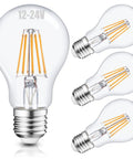 4 Pack of 12V LED Bulb 6W 600Lm E26 E27 Base 12 To 24V AC DC Ready for Off Grid Solar Battery Systems RV Camper Marine
