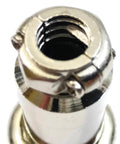 Close-up of 4-Pin CB Ham Radio Microphone Replacement Female Connector Plug End for Microphone Cables, shiny metal finish