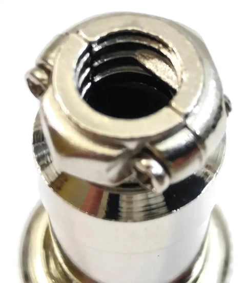Close-up of 4-Pin CB Ham Radio Microphone Replacement Female Connector Plug End for Microphone Cables, shiny metal finish