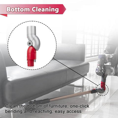 Top And Bottom Adapter For V7 V8 V10 V11 Cordless Vacuum Quick Release Tool Deep Reach demonstration under sofa