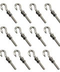 12 Piece M6 Stainless Steel Eye Bolts Kit With Nuts And Washers, Long Shank Threaded Rod Round Hook Eyelets For Indoor And Outdoor Use, Rust Resistant Fasteners Built To Last For Heavy Duty Jobs, top view