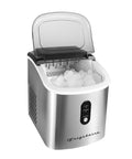 Countertop Ice Maker Stainless Steel With Large Capacity Ice Bucket Self Cleaning Function Heavy Duty Kitchen Gadget That Cranks Out Up To 26 Lbs Of Clear Ice Per Day For Your Home Bar open with visible ice cubes