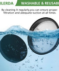 Replacement Vacuum Filter Kit With Inlet Frame And Sponge submerged in water, highlighting washable and reusable design.