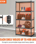 Front view of Heavy Duty 5 Tier Adjustable Metal Storage Shelving Unit With 2000 Lb Capacity Beefy Garage Organizer and Utility Rack