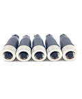 Front view of five M12 4 Pin A Code Female Connector Field Wireable Adapter 12mm IP67 Waterproof Straight Rugged Industrial Connectors