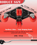 Heavy Duty Furniture Movers With Eight-Wheel Design And Lifter, Square Dollies With 360 Degree Swivel Dual-Wheel Casters