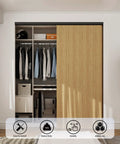Heavy Duty Bypass Sliding Door Hardware Kit With Soft Close Mechanism For Two Doors, installed in a closet for smooth glide