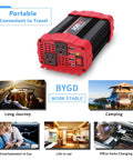 Rock Solid 300W Car Power Inverter Dc 12V To 110V Ac Vehicle Adapter Converter With Dual Quick Charge USB Ports, showing multiple uses.