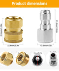 8-pack NPT 1/4 in quick-connect pressure washer fittings set, brass-colored male/female adapters, internal-thread, 5000 PSI
