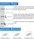 120 Piece Self Drilling Drywall Anchors Kit With Screws Zinc Alloy No Fuss Easy Install Heavy Duty Wall Fasteners For Quick Mounting On Drywall Plaster Or Concrete Surfaces, installation steps for gypsum wallboard