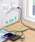 4 In 1 Travel Charging Cable Set For Apple Watch And iPhone USB C Lightning Micro USB Portable Car And Cruise Essentials 4 Foot Cord
