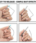 Hands demonstrating the easy release of Pack Of Ten Heavy Duty Trailer Pins Two And Three Quarter Inch Long By One Quarter Inch Wide