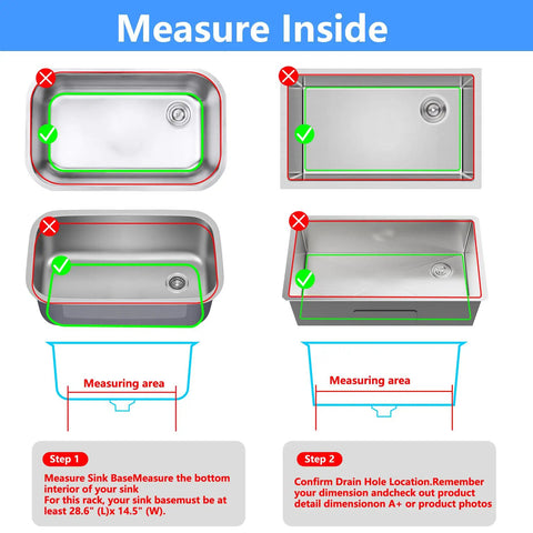 Guide on measuring sink interior for Pro Grade Silicone Sink Mat Grid For Kitchen Sink Protection Fits 12 Inch To 30 Inch.