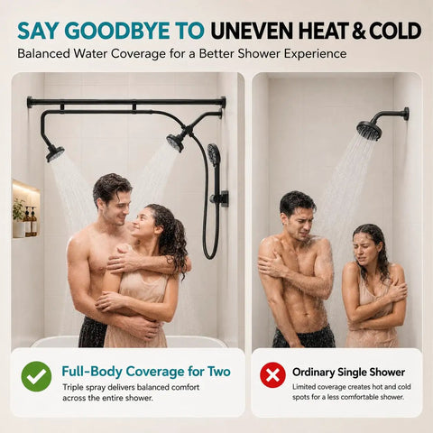 Triple Shower Head System With Handheld Goes Hard On Pressure Adjustable Dual Heads For Tubs Built Tough No Sweat Setup Zero Drip Design Straight Up Solid Bathroom Upgrade