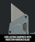 Heavy Duty Utility Knife Blades 100 Pack For Drywall Leather Rubber And More shown in close-up with precision-honed edge.