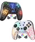 Two Pack Wireless Switch Controller Set For Switch, Switch Lite, OLED And PC With 1000mAh Battery, Lit Nine Color LED Glow
