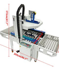 High Capacity Full Automatic Double Flap Case Sealer Machine For Carton Packing with dimensions, adjustable parts, and control panel.