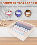 Foldable Beige Closet Storage Basket Straighten Your Space Fast Soft Polyester Cotton Linen Drawer Organizer For Socks Undies And Ties Keep The Mess Low Key Neat with rolled clothing inside.