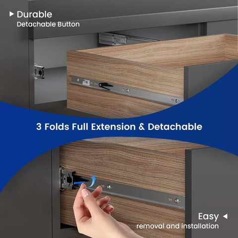 Heavy Duty 4 Pairs 24 Inch Soft Close Drawer Slides Full Extension Ball Bearing Side Mount Rails installation