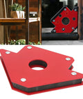 Heavy Duty Welding Magnet Set With 4 Pieces Of Angled Holders Offering Multi Position Support For Arrow Setup At 45 90 And 135 Degrees, red, 50 lb capacity.